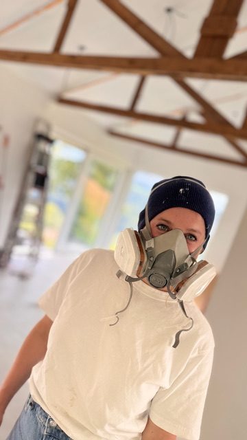 Caroline at work during the renovation
