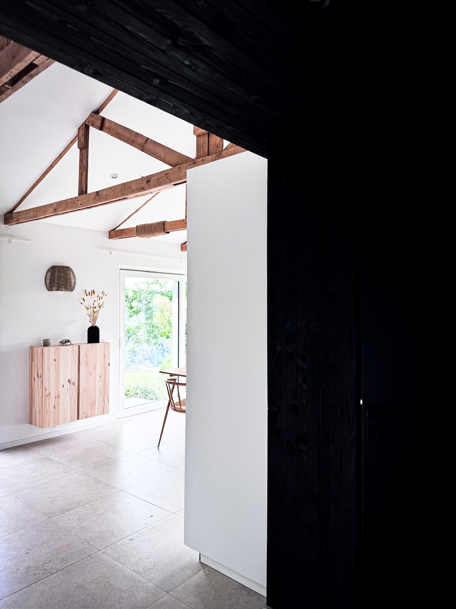 Interior with dark accent wall