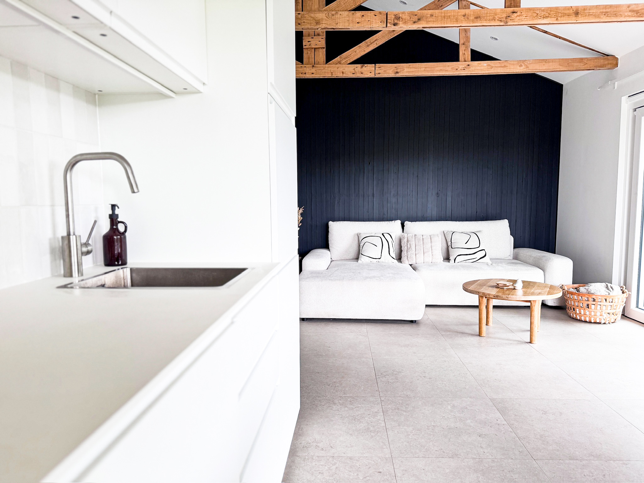 Living area to kitchen view