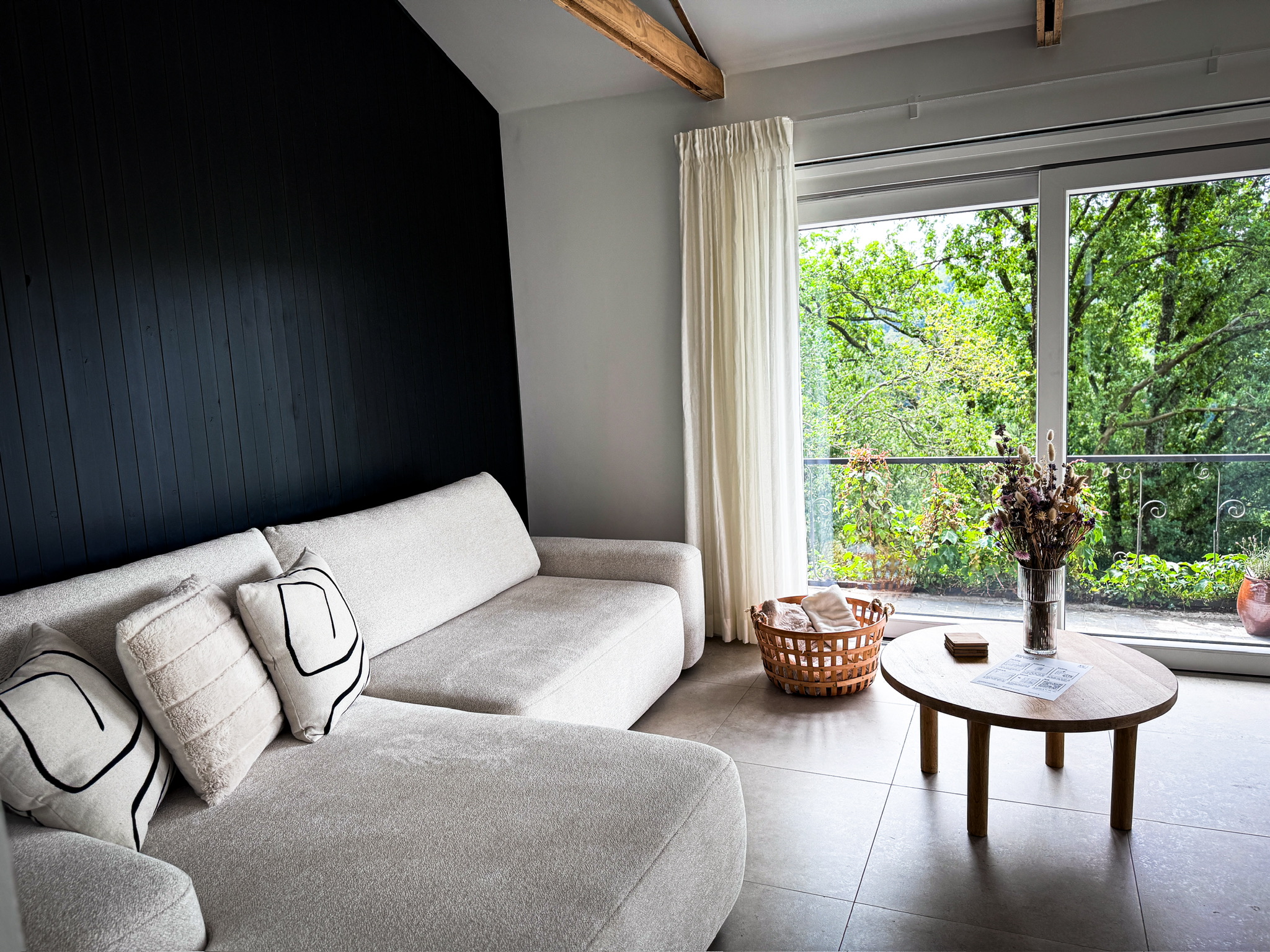 Living room sofa with terrace view