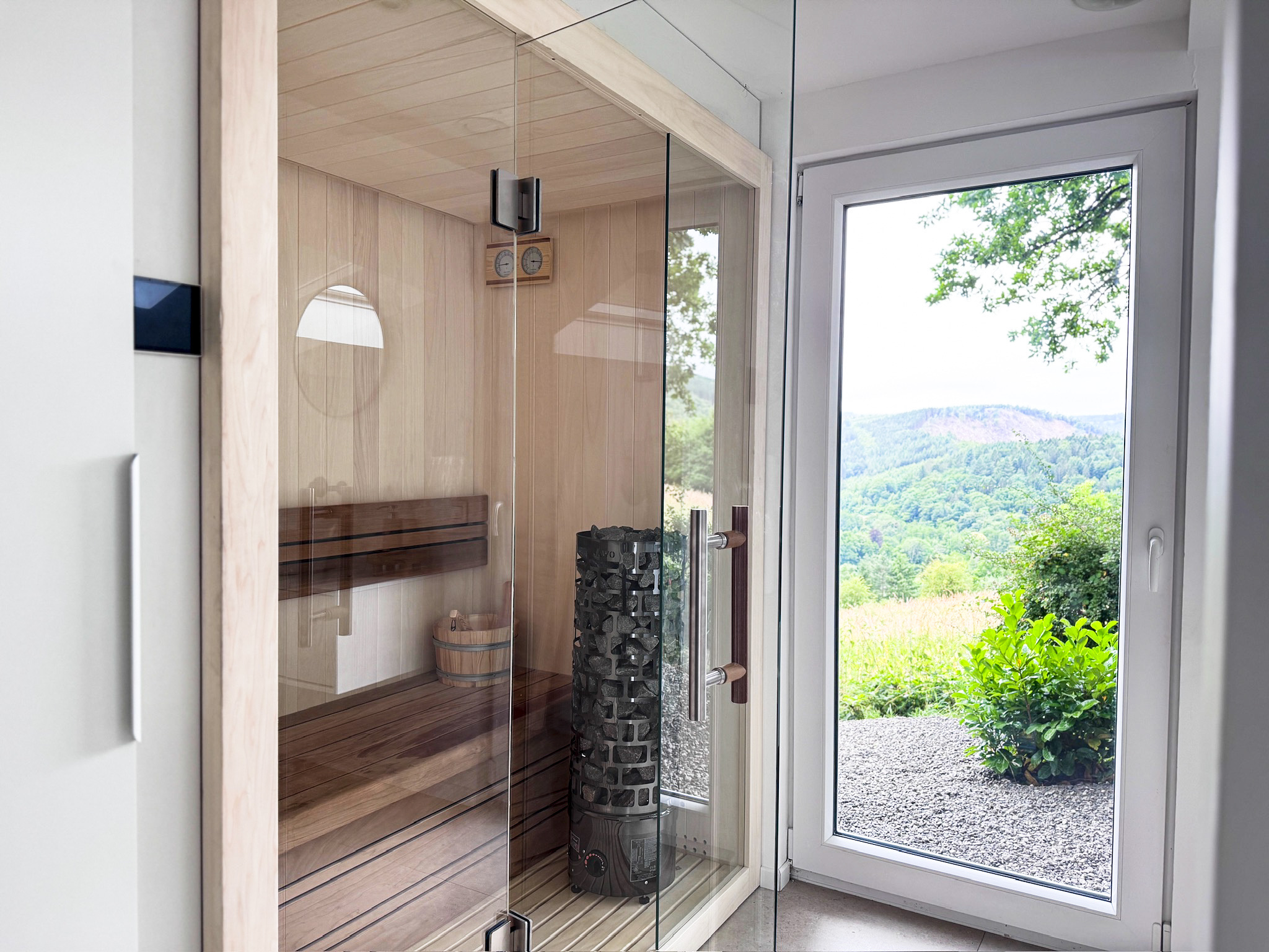 Sauna with mountain view